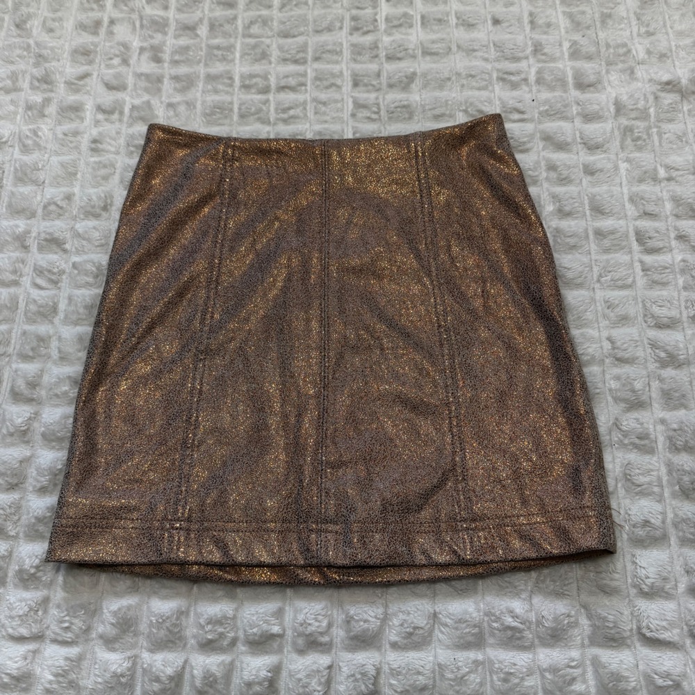 Free People 2 Modern Femme Gold Shimmer Mini Skirt ~ Going Out Party Festive